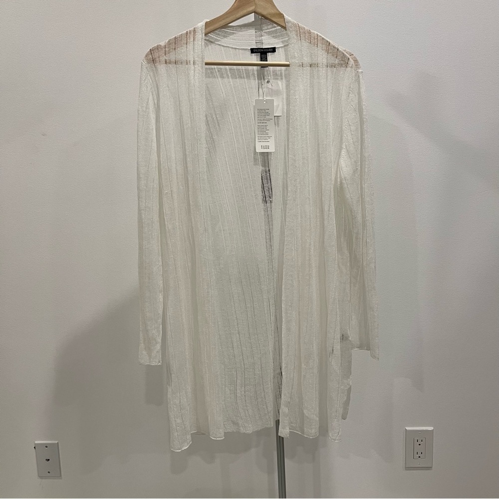 NWT Eileen Fisher Linen Open Cardigan